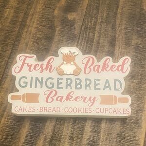 Gingerbread Bakery Wooden Sign - Pink and Brown